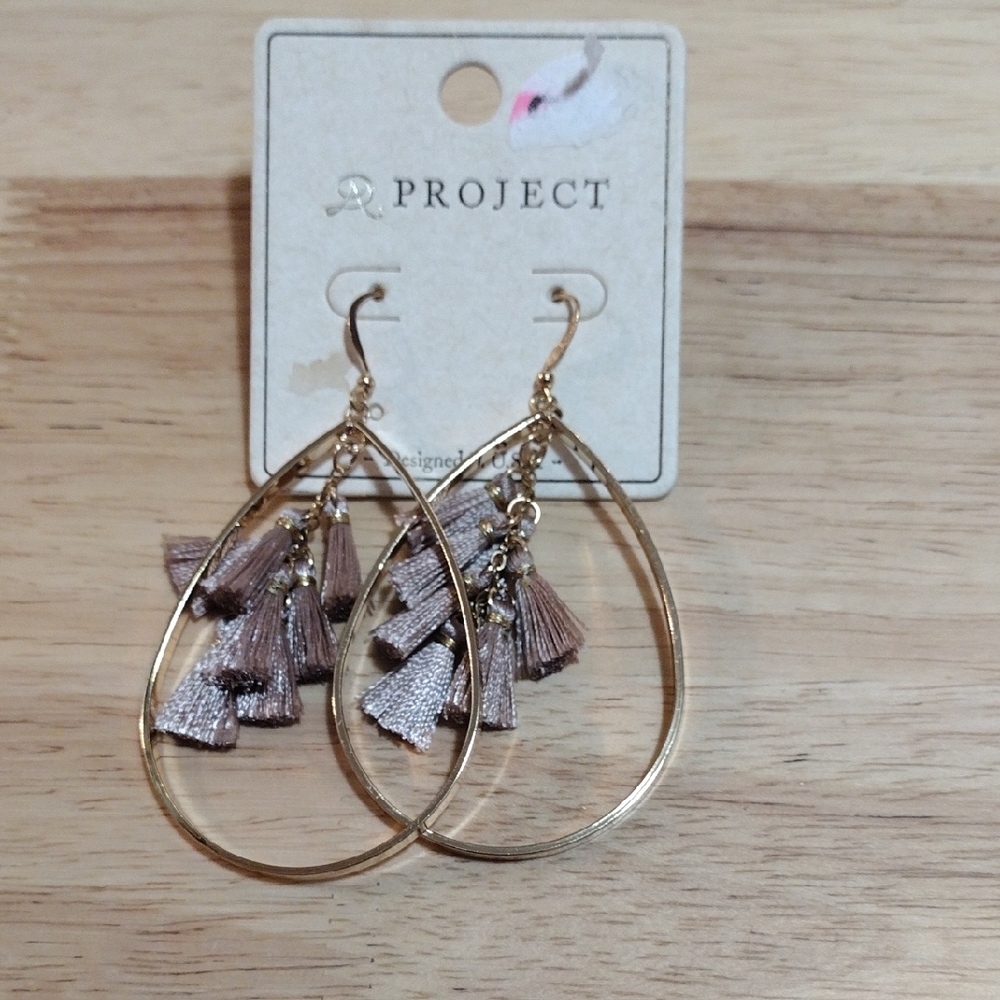 Y/Project Gold Earrings with Brown Tassels